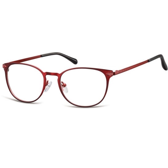 Okulary oprawki damskie kocie oczy stalowe Sunoptic 992F czerwone
